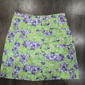 Lilly Pulitzer Floral Green and Purple Women's Skirt VINTAGE